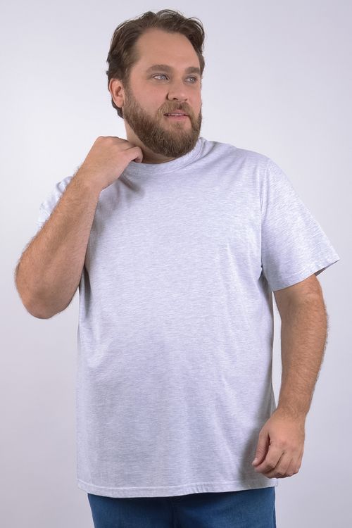 Camiseta manga curta básica meia malha lisa masculina mescla