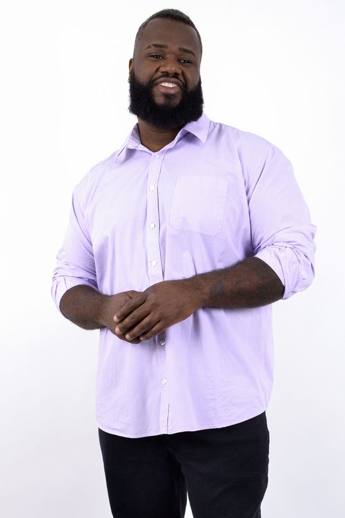 Camisa masculina manga longa falso liso lilas