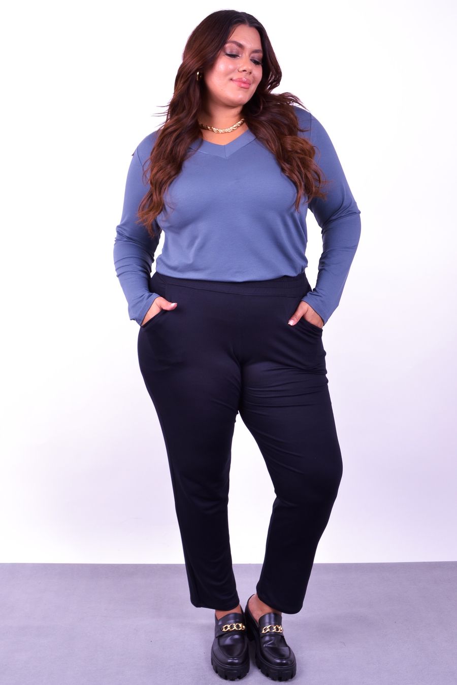 Calça de moletinho plus size preto