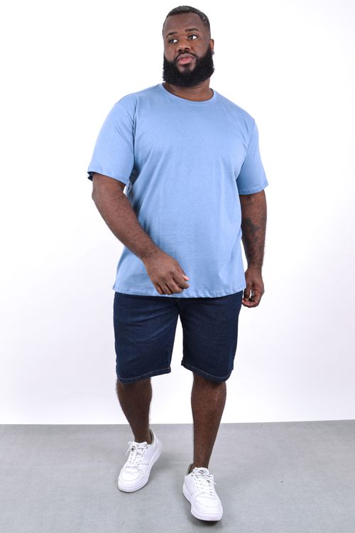 Camiseta básica masculina plus size azul