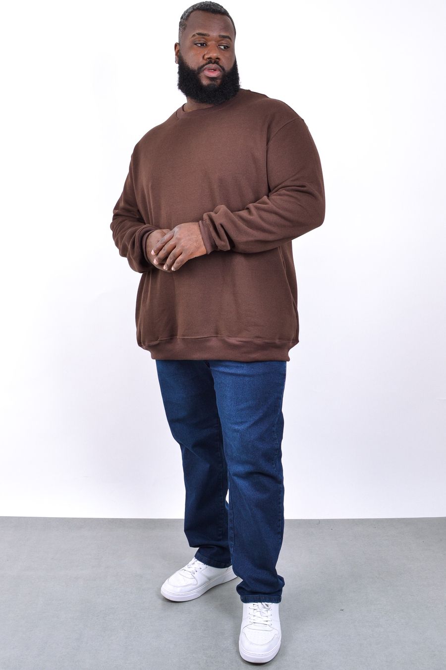 Blusão moletom fechado masculino marrom