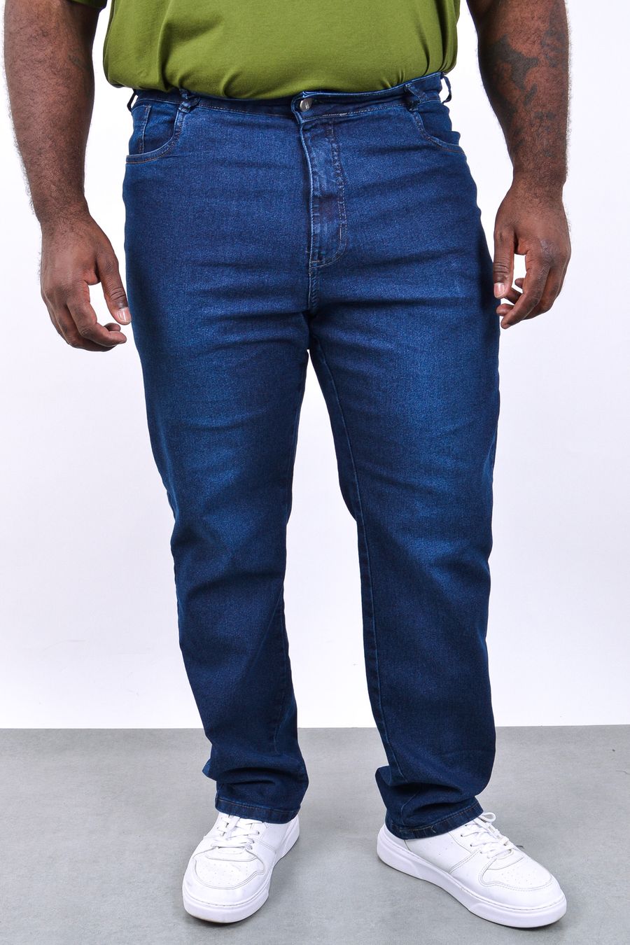 Calça reta masculina blue jeans com elastano jeans blue