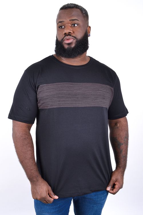 camiseta meia malha masculina estampa "faixa"  preto