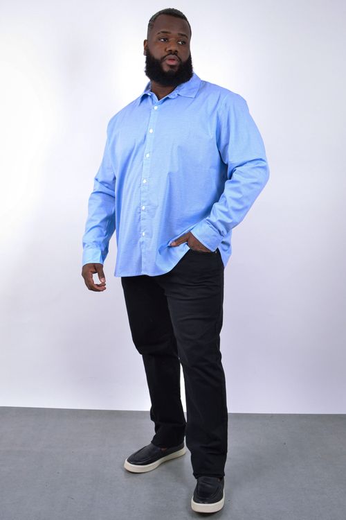 camisa manga longa tricoline xadrez elastano azul