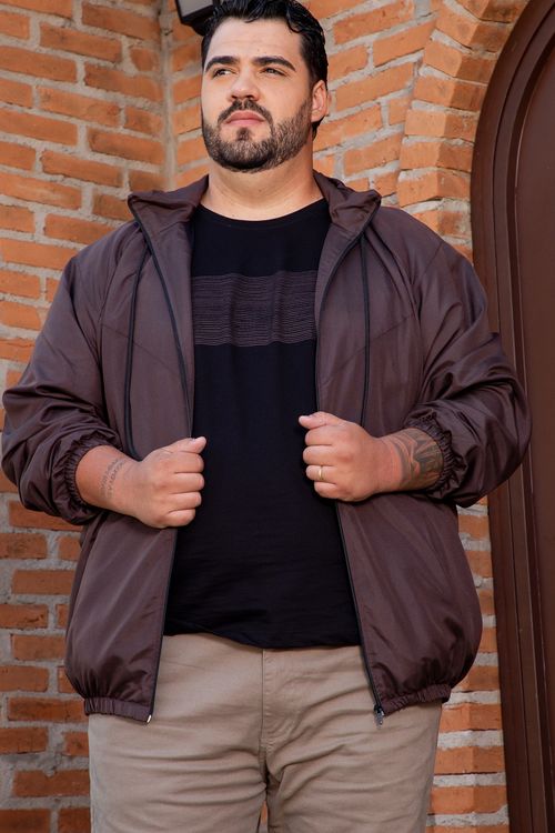 jaqueta corta vento forrada masculina marrom