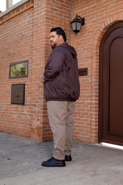 jaqueta corta vento forrada masculina marrom