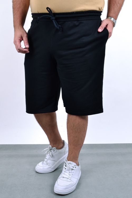 Bermuda de moletom masculina plus size preto