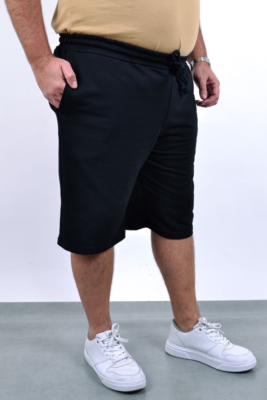 Bermuda de moletom masculina plus size preto