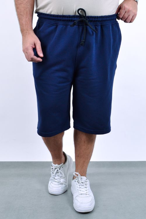 Bermuda de moletom masculina plus size azul marinho
