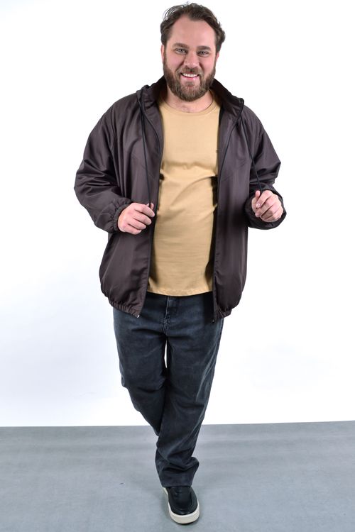 Jaqueta corta vento forrada masculina marrom