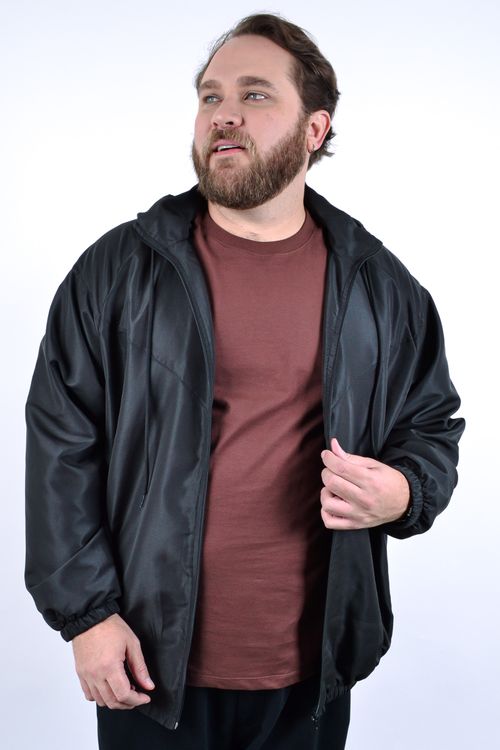 Jaqueta corta vento forrada masculina preto