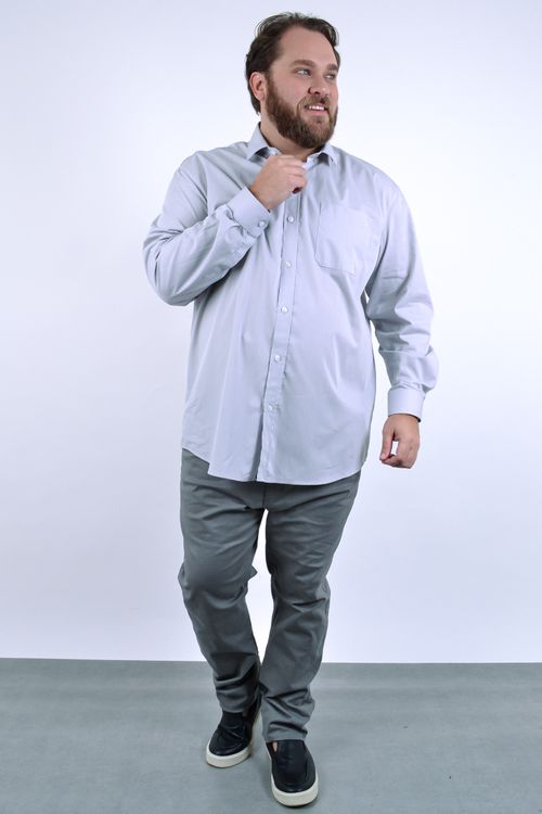 Camisa manga longa tricoline falso liso masculina bege