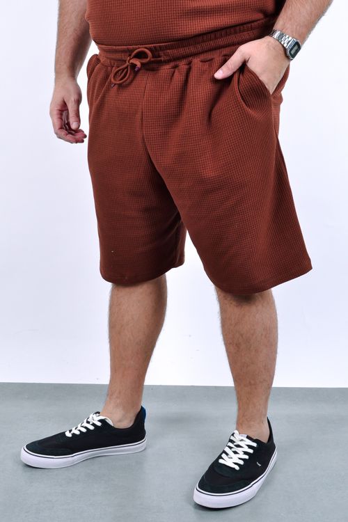 Bermuda malha waffle masculina marrom