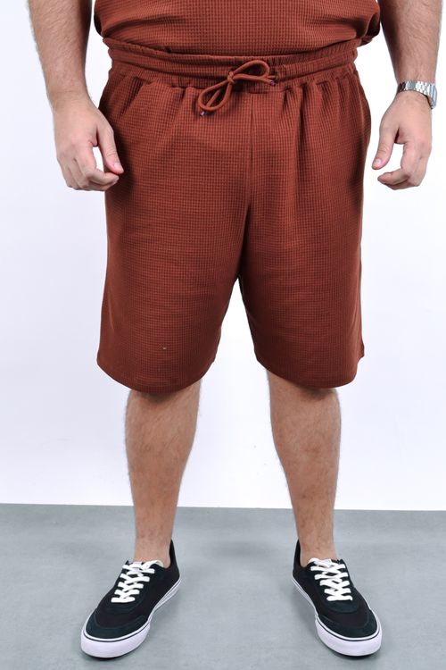 Bermuda malha waffle masculina marrom