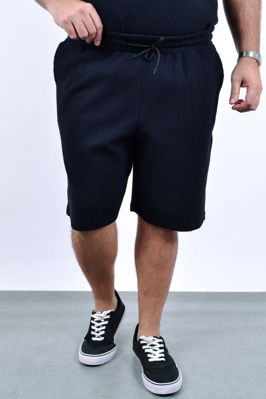 Bermuda malha waffle masculina preto