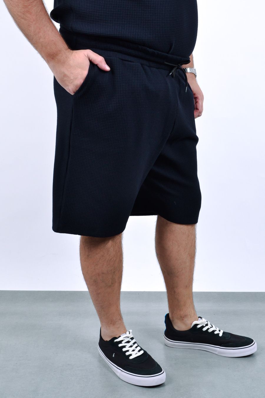 Bermuda malha waffle masculina preto