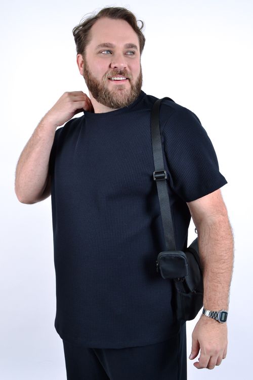 Camiseta malha waffle manga curta masculina preto