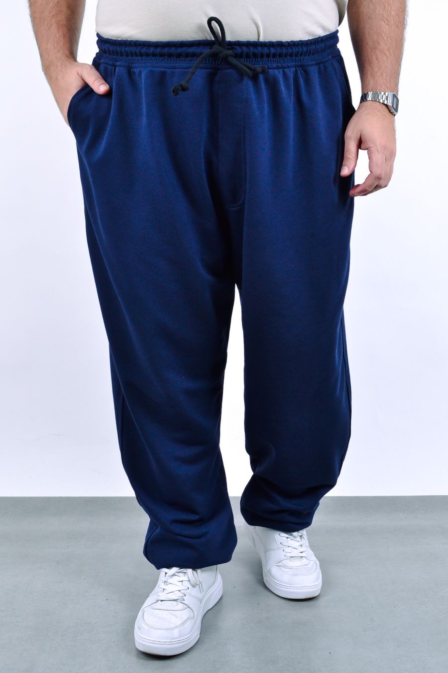 Calça jogger moletom sem felpa masculino azul marinho