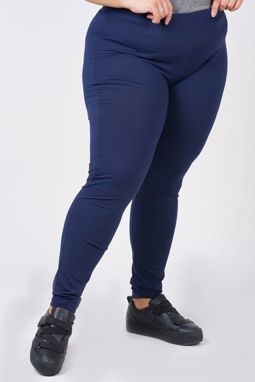 Calça legging fitness básica plus size azul marinho