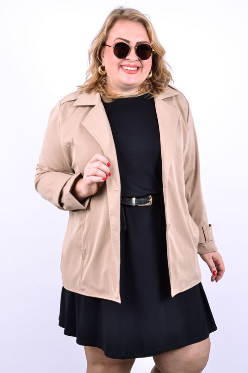 Casaco trench coat curto feminino bege