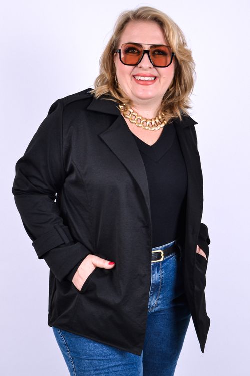 Casaco trench coat curto feminino preto