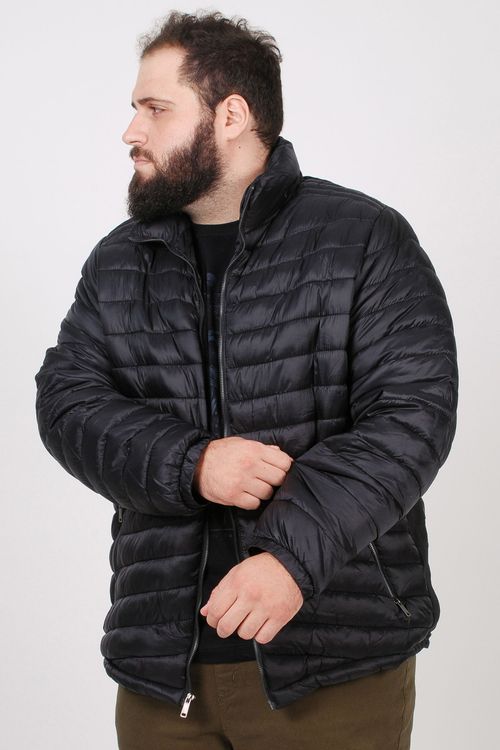 Jaqueta masculina puffer plus size preto