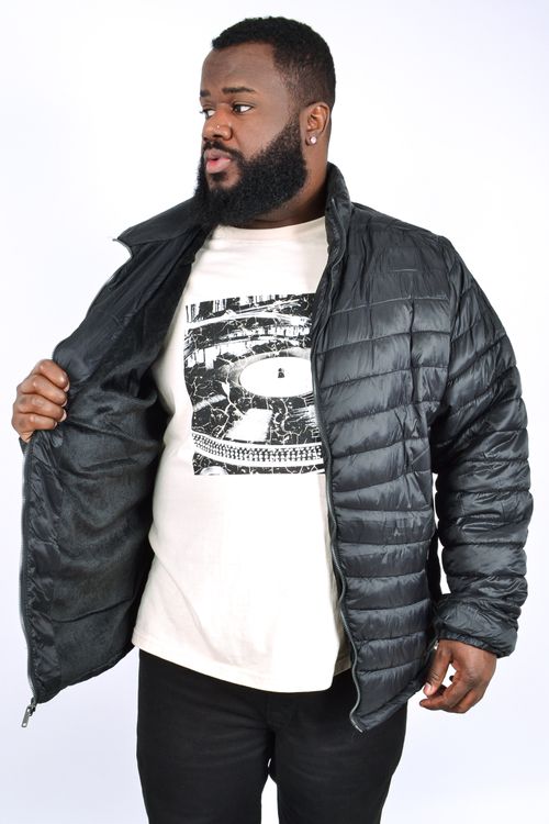 Jaqueta masculina puffer plus size preto