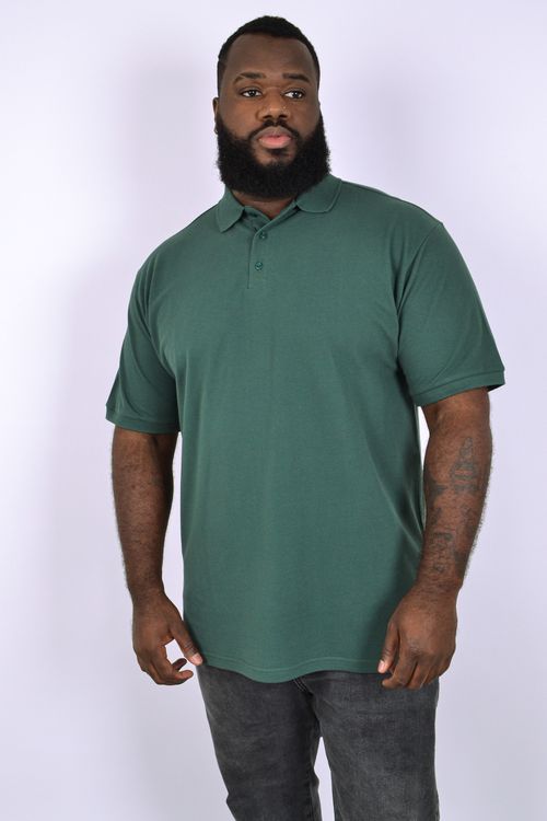 Camisa polo piquet básica masculina plus size  verde militar