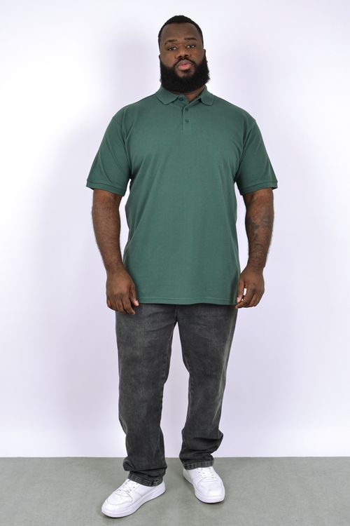 Camisa polo piquet básica masculina plus size  verde militar
