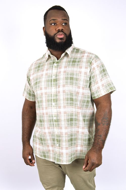 Camisa manga curta xadrez masculina verde