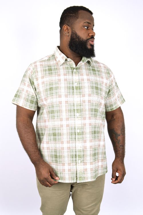 Camisa manga curta xadrez masculina verde
