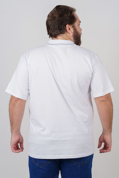 Camisa polo manga curta de malha plus size branco
