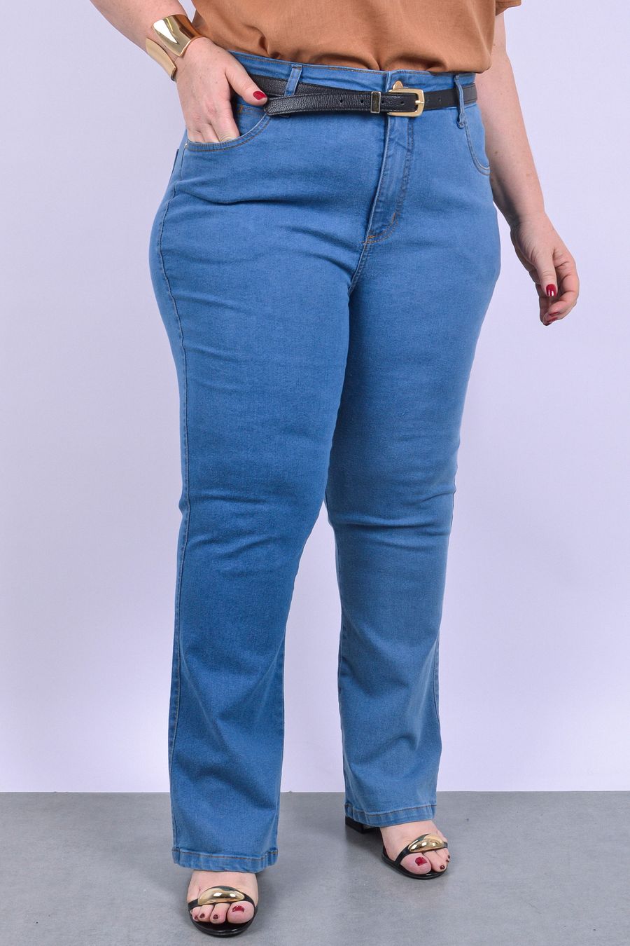 Calça boot cut jeans feminina azul