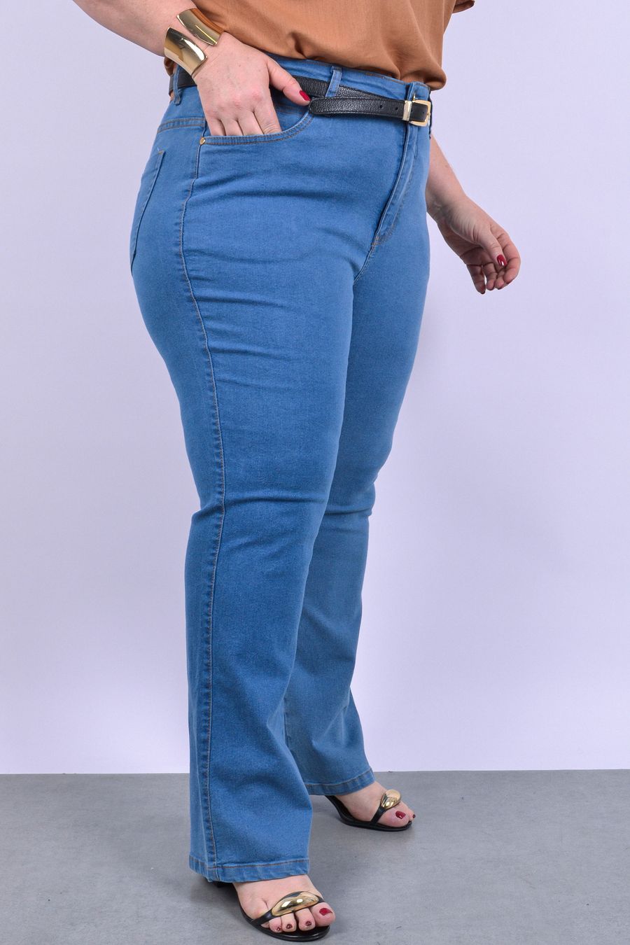 Calça boot cut jeans feminina azul