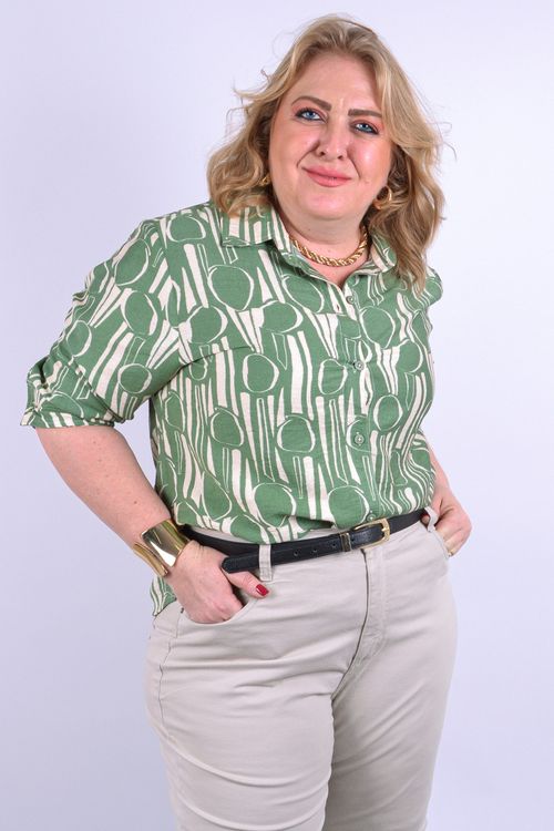 Camisa com manga feminina estampada verde