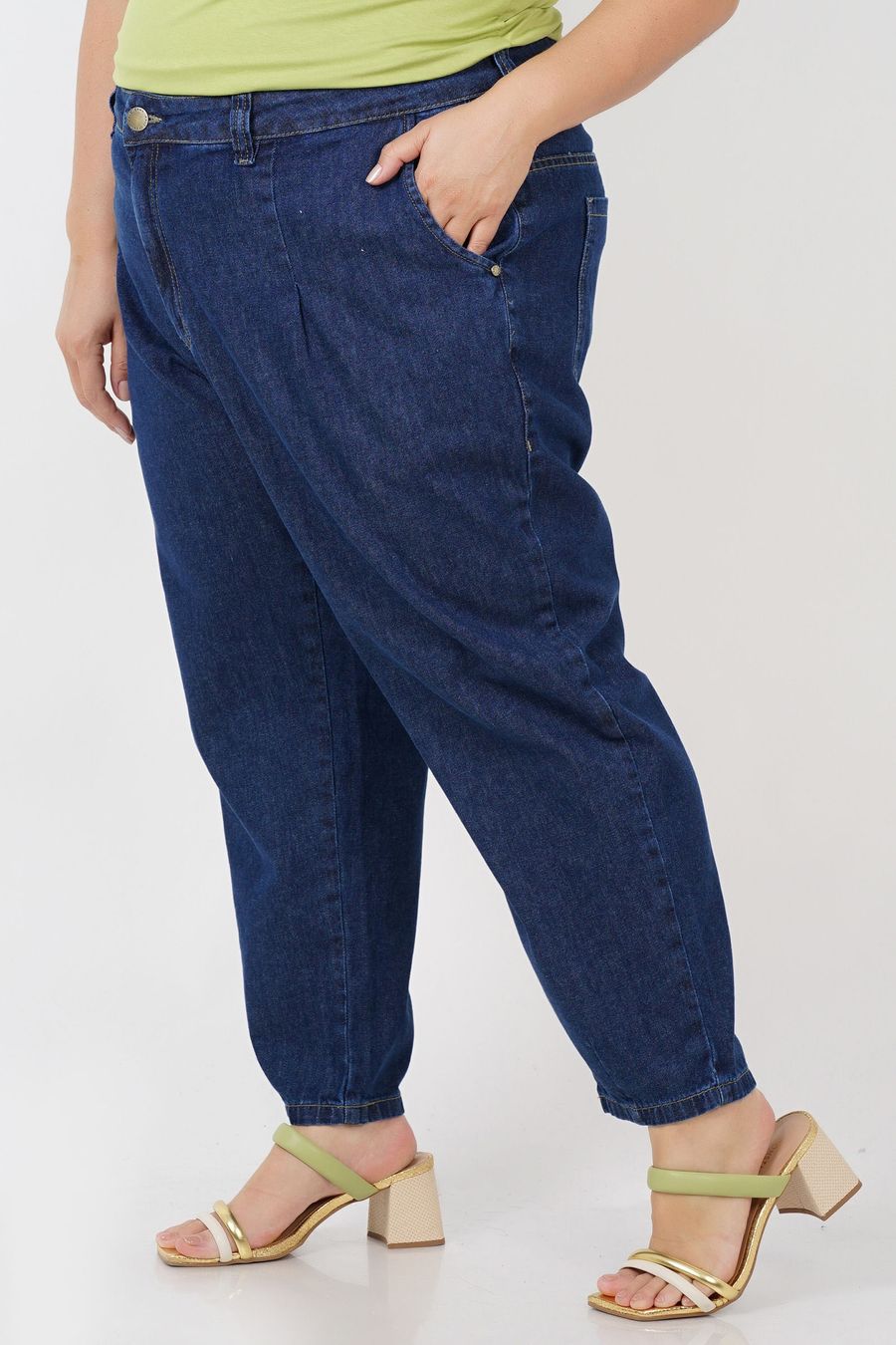 Calça slouchy jeans plus size jeans blue