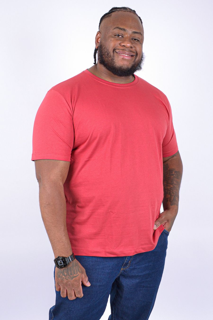 Camiseta básica masculina plus size vermelho
