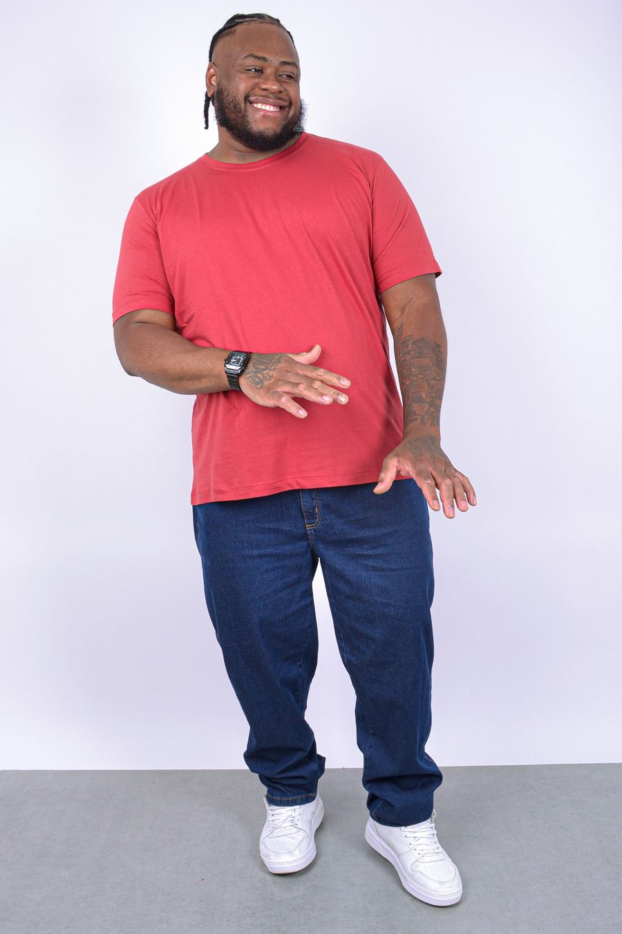 Camiseta básica masculina plus size vermelho