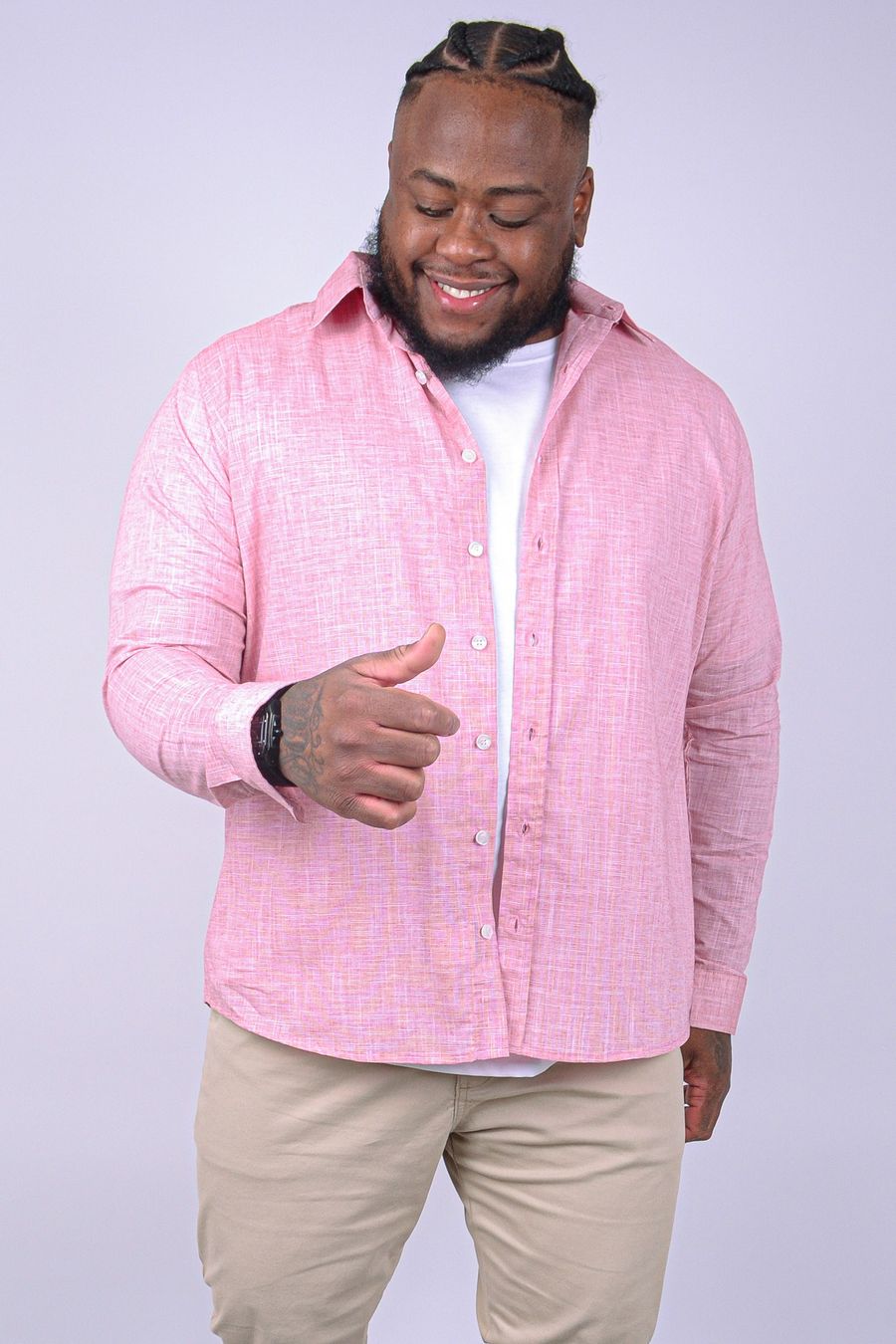 Camisa manga longa chambray plus size vinho
