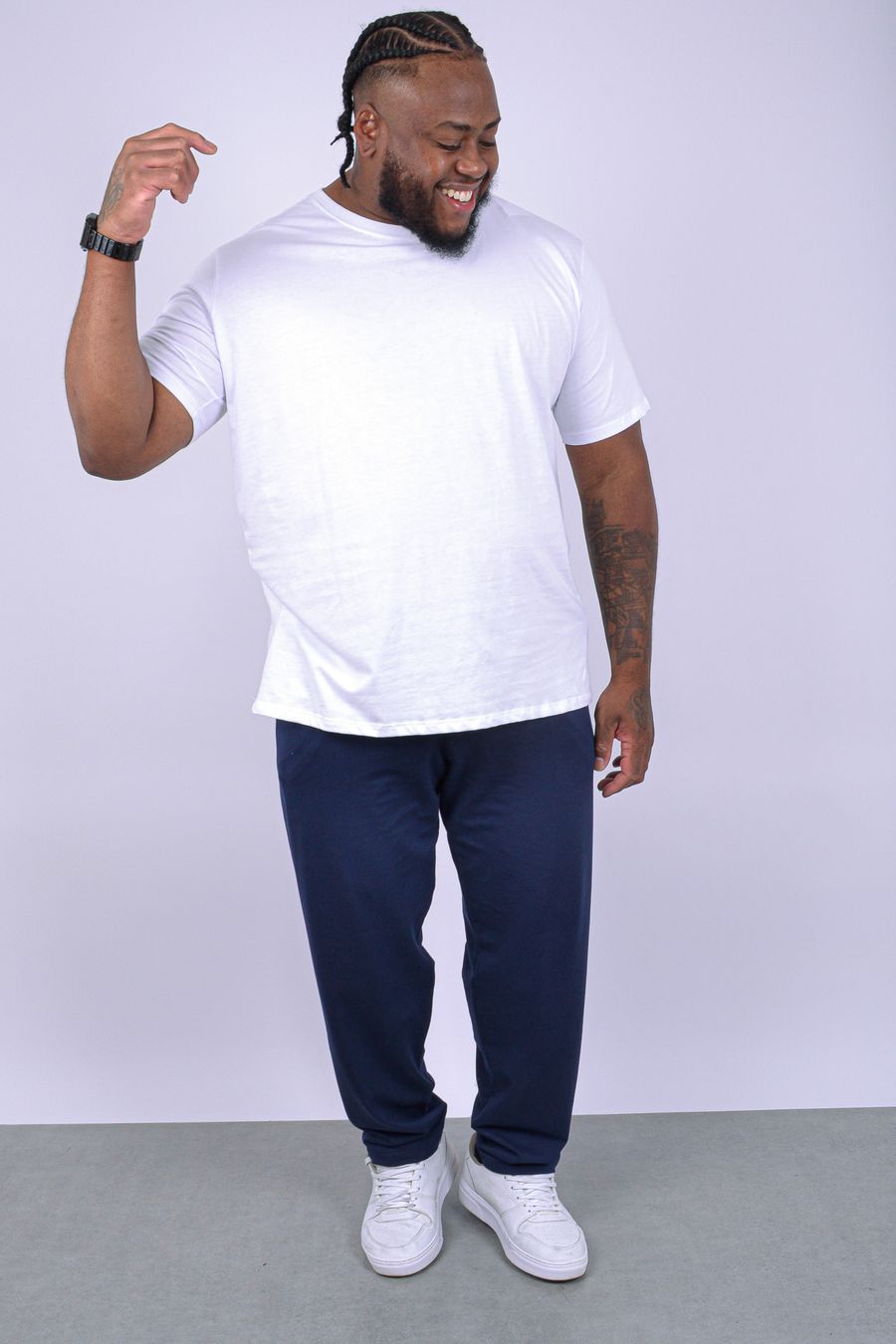 Camiseta básica masculina plus size branco