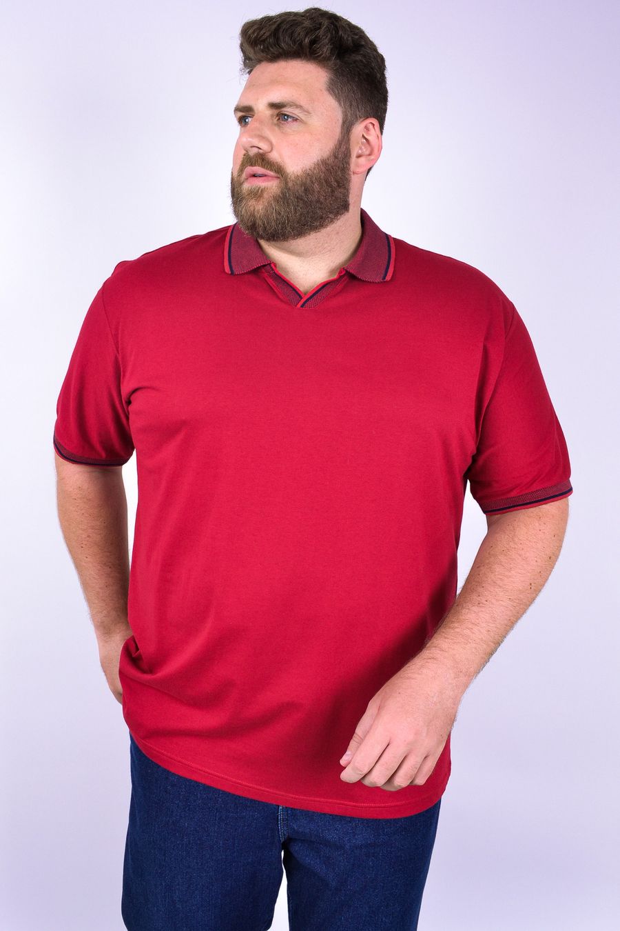 Polo masculina manga curta em meia malha vinho