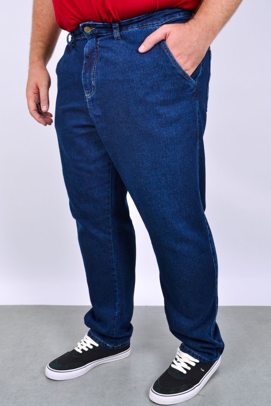 Calça jeans masculina reta 100% algodão jeans blue