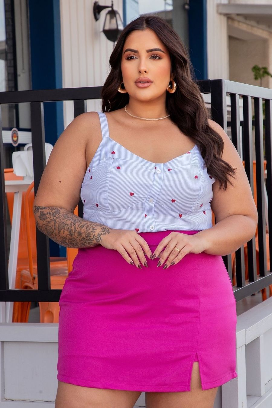 Blusa Corset Blue Garden Plus Size AZUL