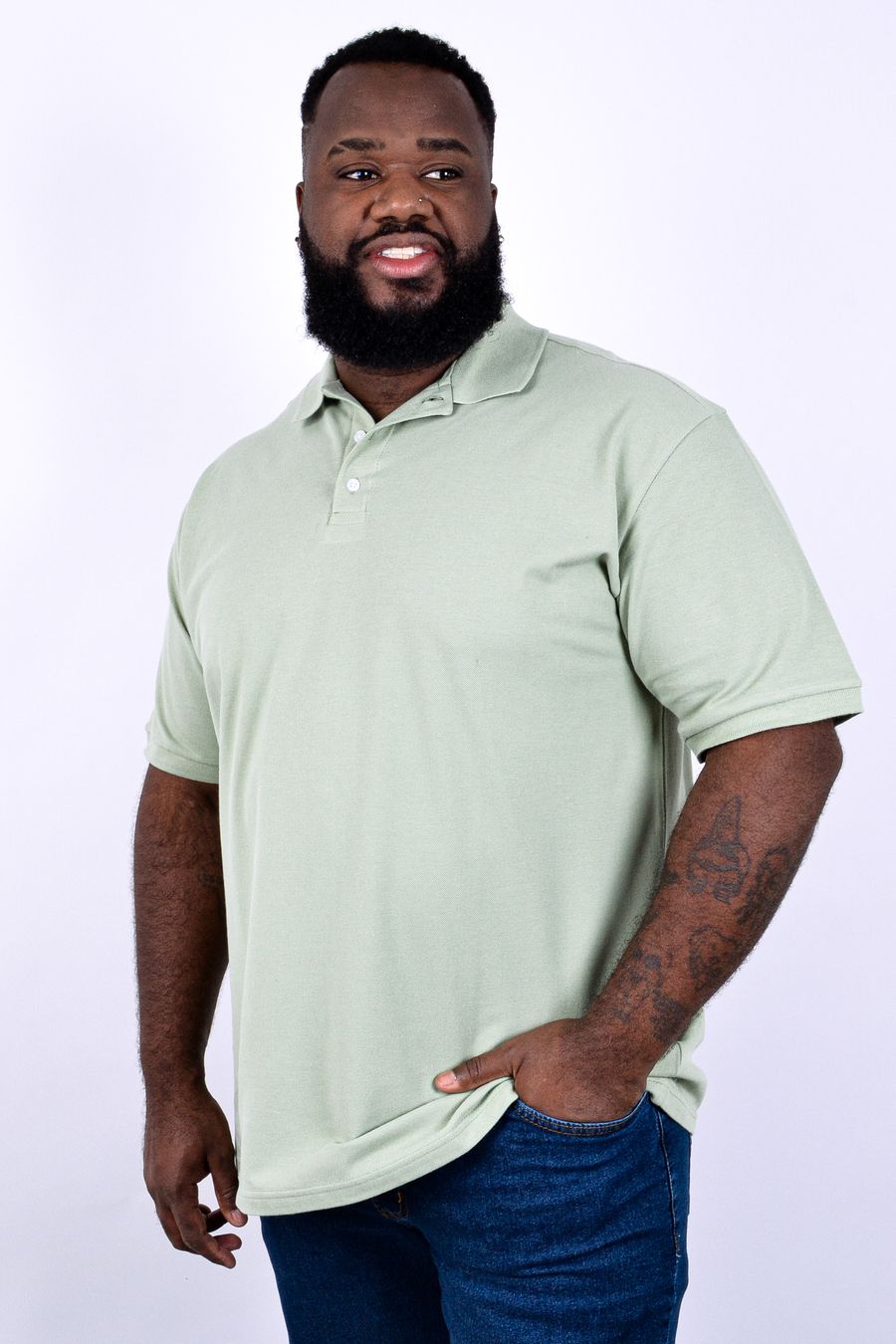 Camisa polo piquet masculina plus size verde