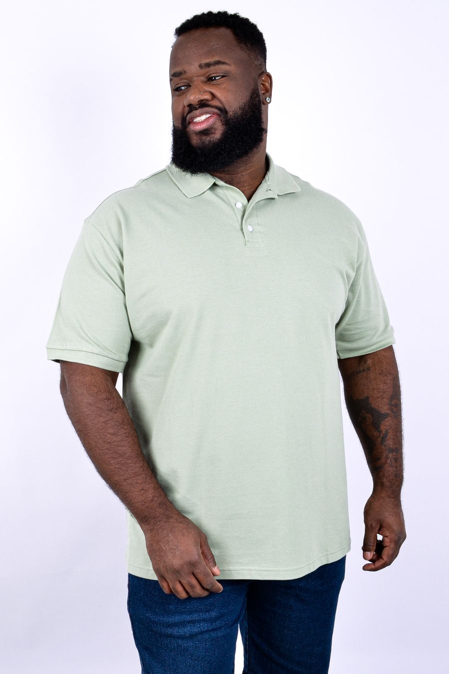 Camisa polo piquet masculina plus size verde