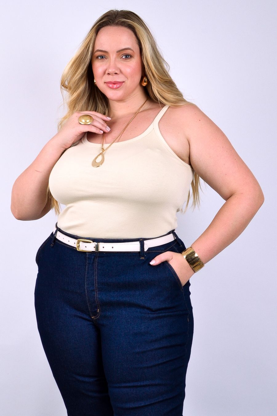 Regata ribana canelada feminina   bege