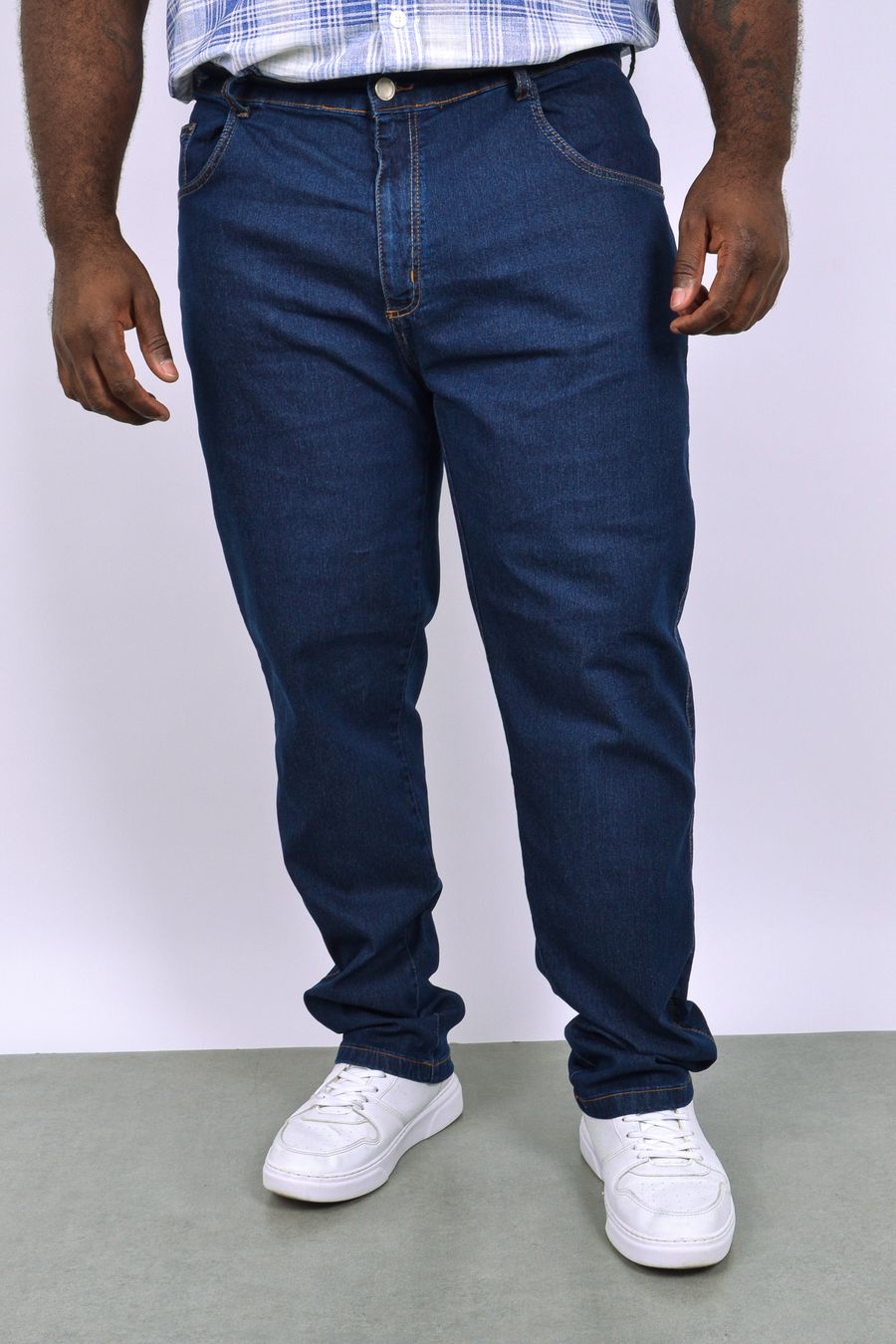 Calça jeans reta masculina plus jeans blue