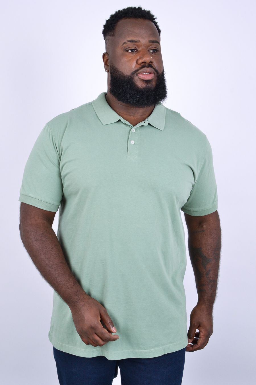 Camisa polo lisa  plus size verde