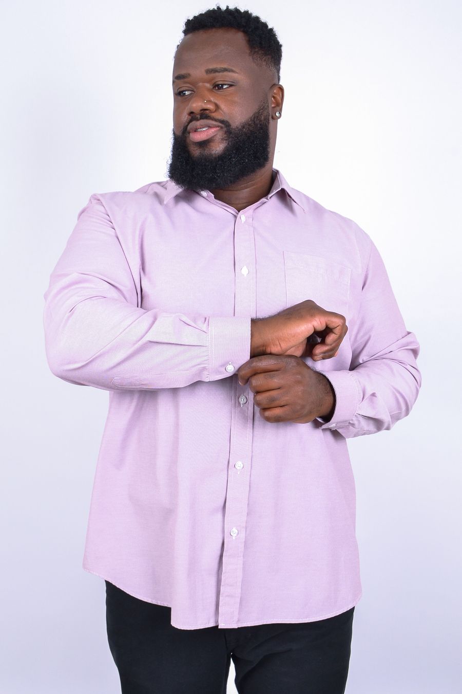 Camisa masculina manga longa listrada fio tinto  vermelho