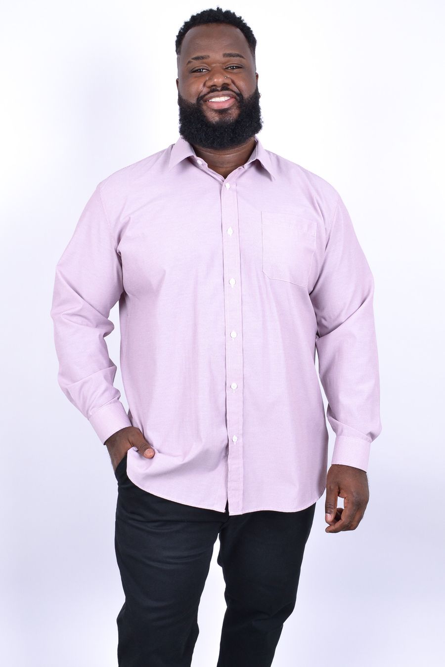 Camisa masculina manga longa listrada fio tinto  vermelho